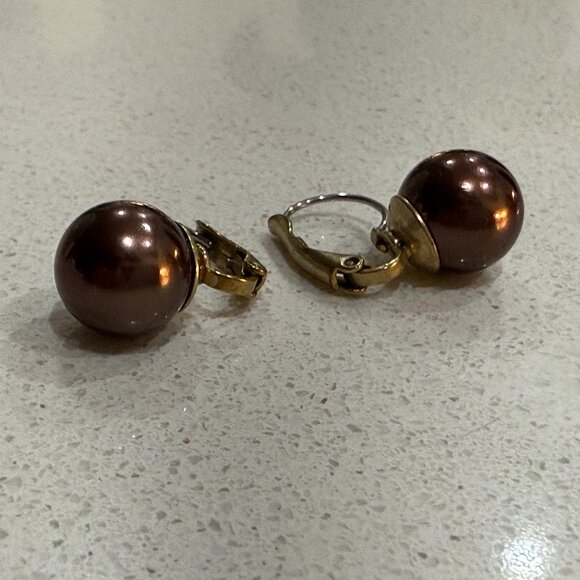 Vintage Faux Pearl Lever Back Earrings - Picture 5 of 5